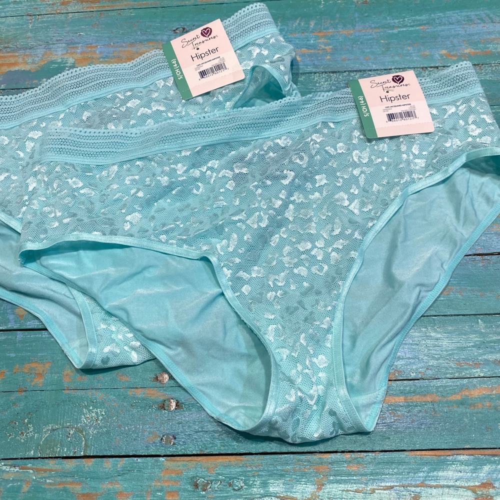 Secret Treasures Women Blue Leo Jacquard Hipster Panties 2 Pack Size S 4-6